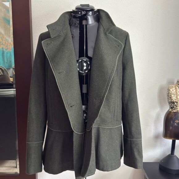 Banana Republic Olive Green Peplum Jacket by Mario Bellucci XL - Picture 10 of 11